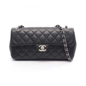 CHANEL Matelasse East West Shoulder Bag in Grained Calfskin Leather, Black